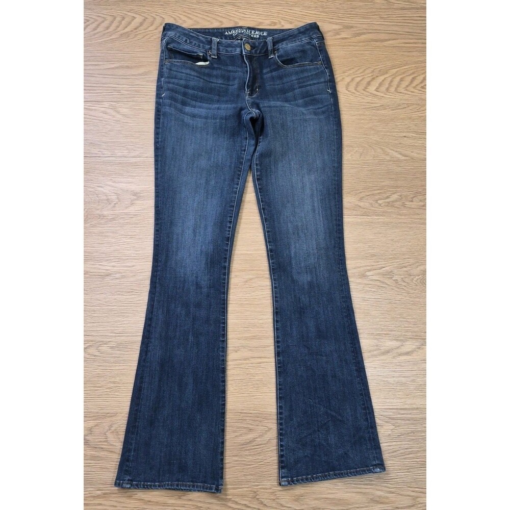 American Eagle Skinny Kick 360 Stretch Jeans Womens 12 Blue Flare Denim 32x34